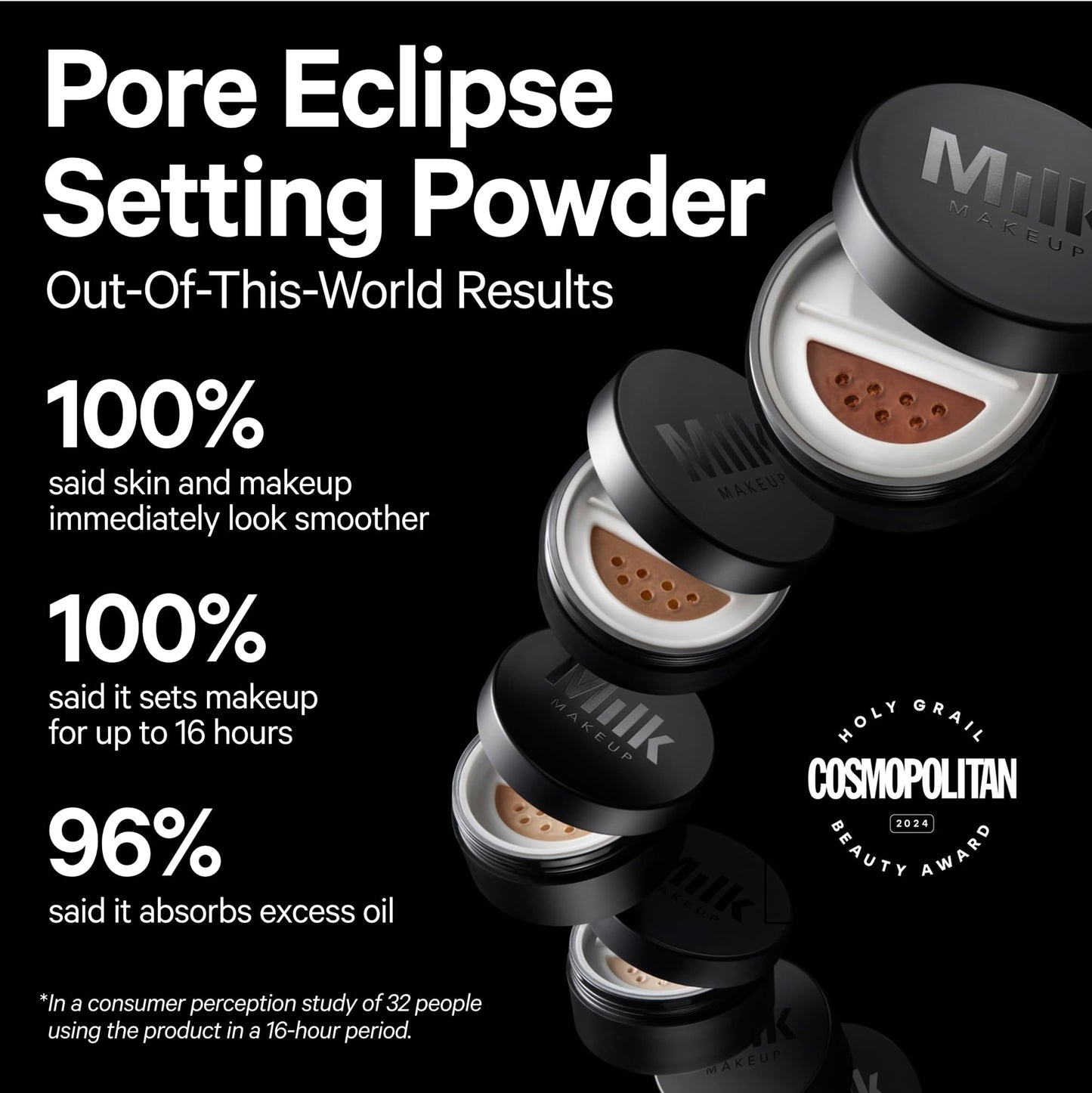 Milk Makeup Pore Eclipse Matte Translucent Setting Powder - Controls Shine, Blurs Pores + Sets Makeup Up to 16 Hours - Weightless, Talc-Free Formula