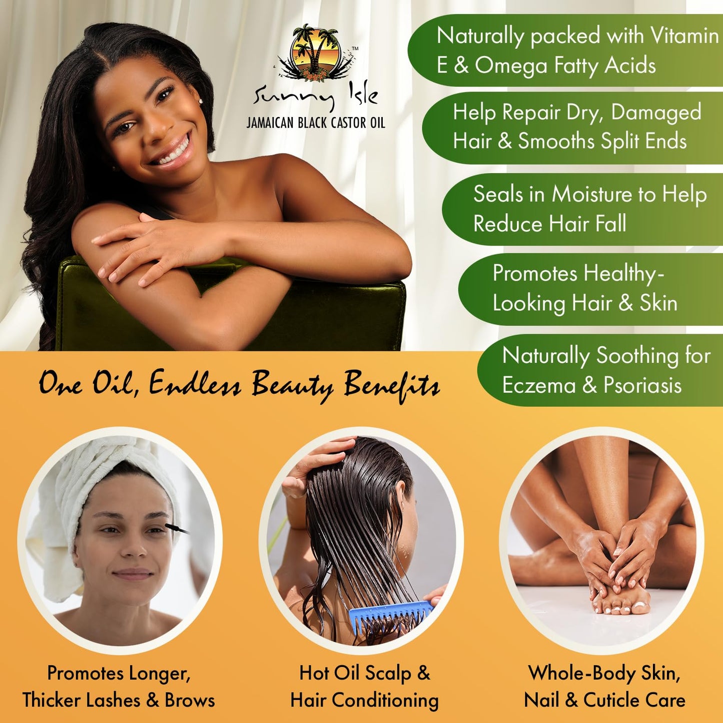 Sunny Isle Jamaican Black Castor Oil 8oz, Original, Authentic Beauty and Personal Care Sunny Isle