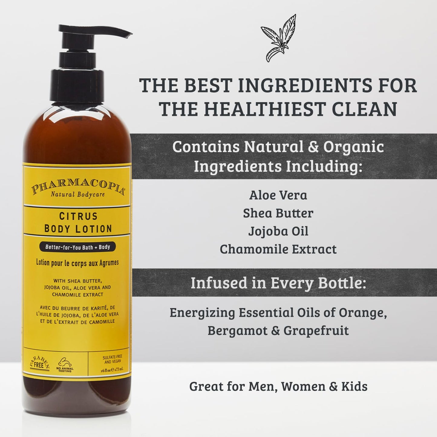Pharmacopia Citrus Body Lotion - Hydrating Natural Moisturizer with Aromatherapy Benefits - Cruelty-Free Vegan Skin Care - Shea Butter, Aloe Vera,