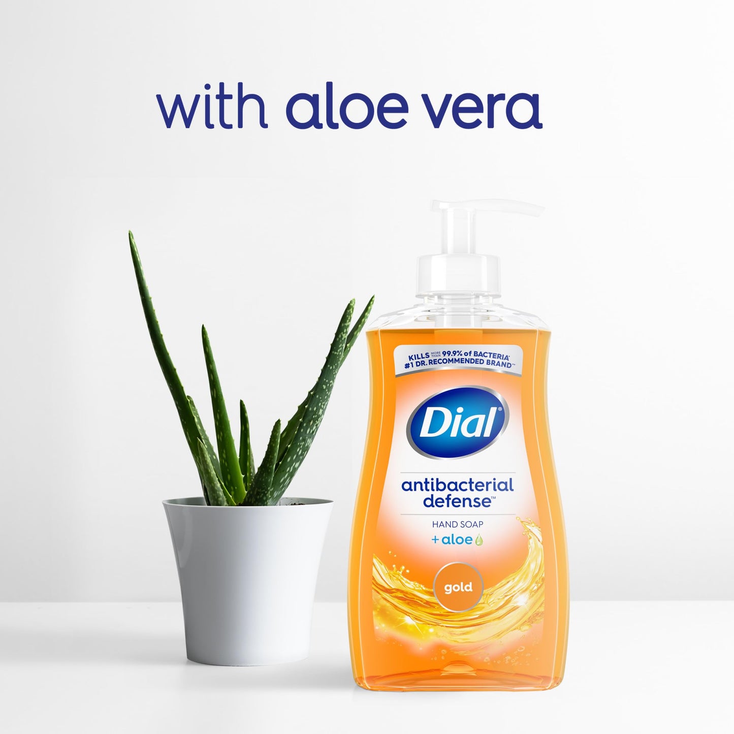 Dial Antibacterial Defense Liquid Hand Soap + Aloe, Gold Scent, 11 Fl Oz (Pack of 4), Dermatologist-Tested Hand Wash, Gentle Formula