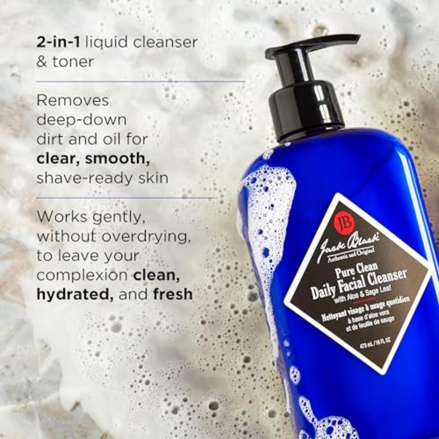 Jack Black Pure Clean Daily Facial Cleanser for Men - Mens Face Wash, Jack Black Face Wash Men's, Face Wash for Men, Face Cleanser for Men, 2-in-1