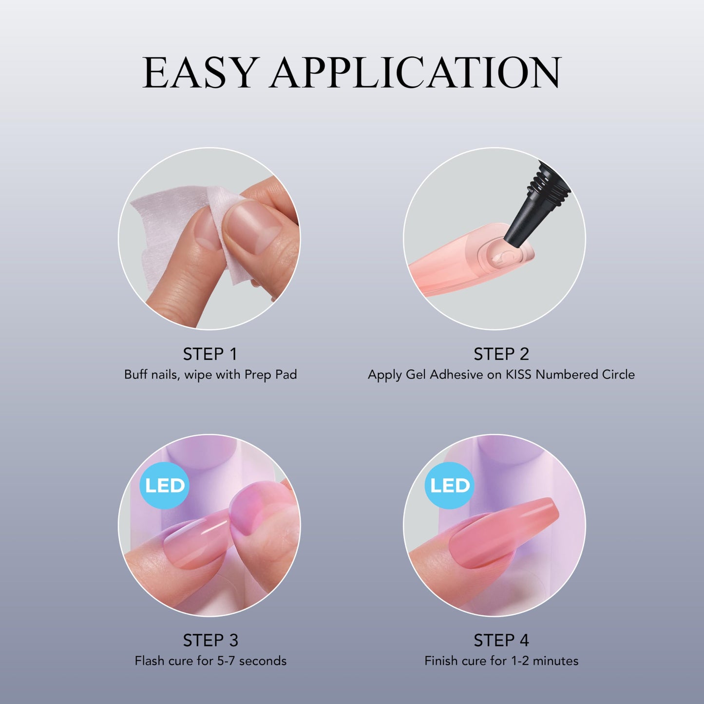KISS Salon X-tend, Press-On Nails, Nail glue included, Tone', Medium Pink, Long Size, Coffin Shape, Includes 30 Nails, 5Ml Led Soft Gel Adhesive, 1 Beauty & Personal Care KISS