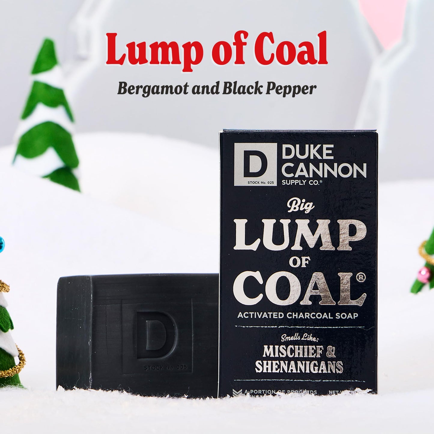 Duke Cannon Supply Co. Big Brick of Soap Bar for Men Holiday Edition - Big Lump of Coal (Bergamot & Black Pepper Scent), 10 oz. (1 Pack)