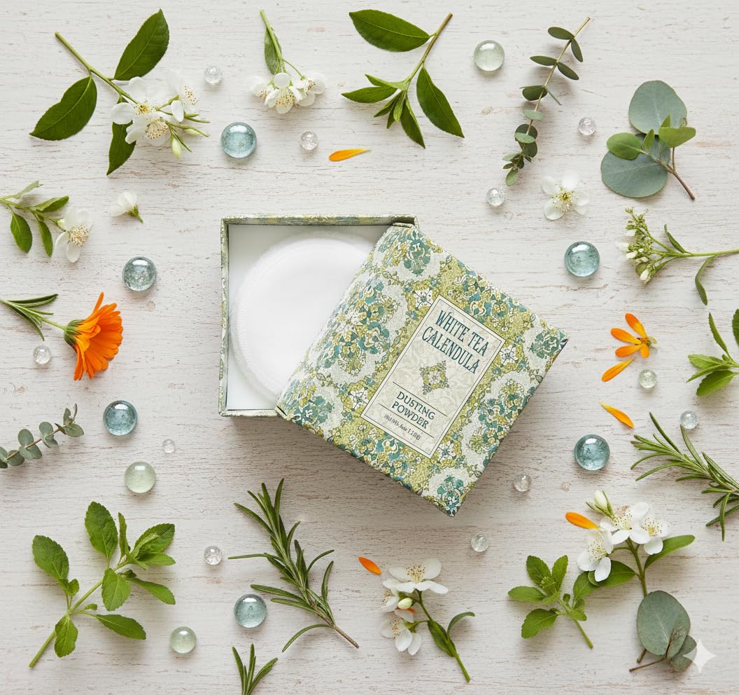Greenwich Bay Trading Company White Tea Calendula Dusting Powder 4oz