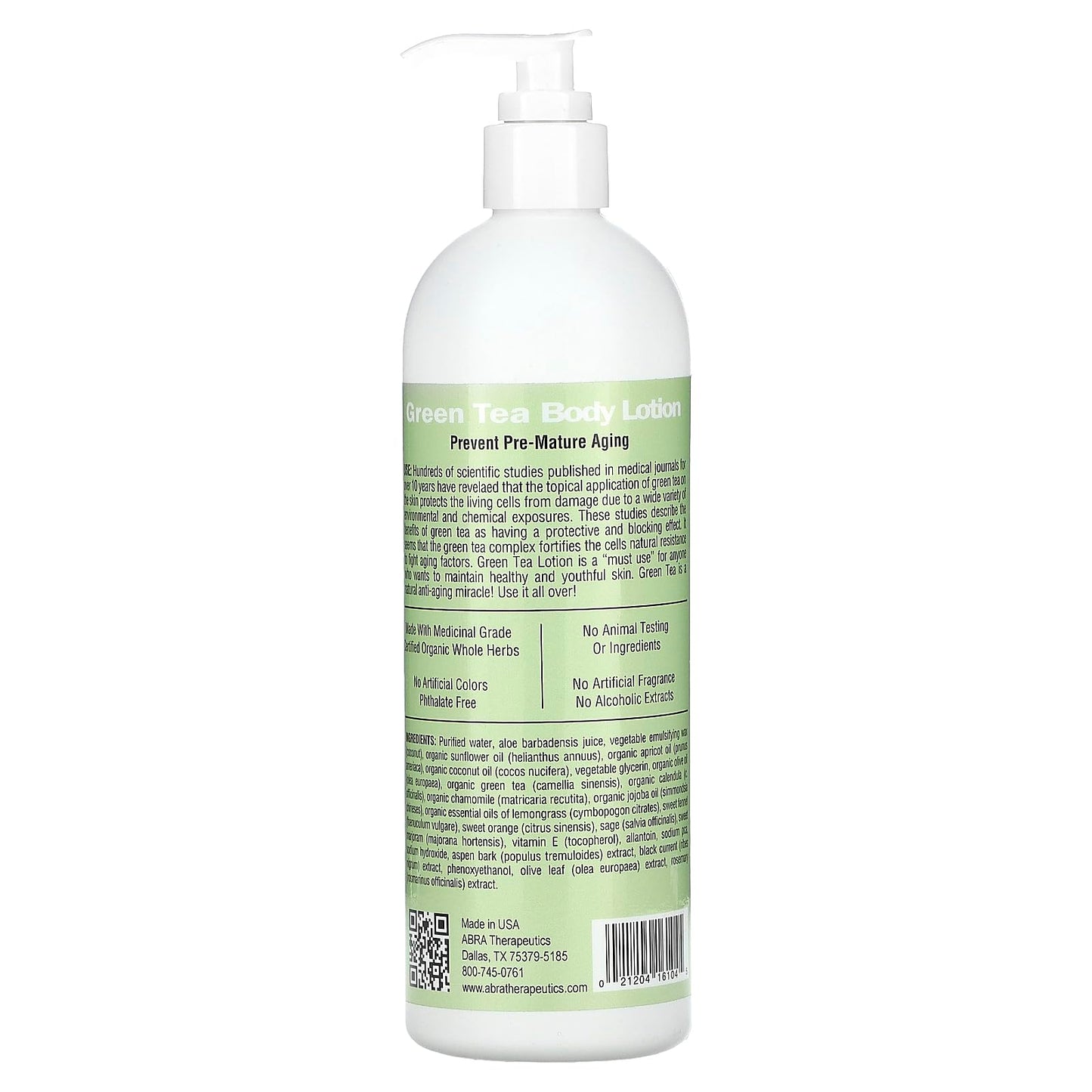Abra Therapeutics Green Tea Therapeutic Lotion, 16 fl oz (475 ml)
