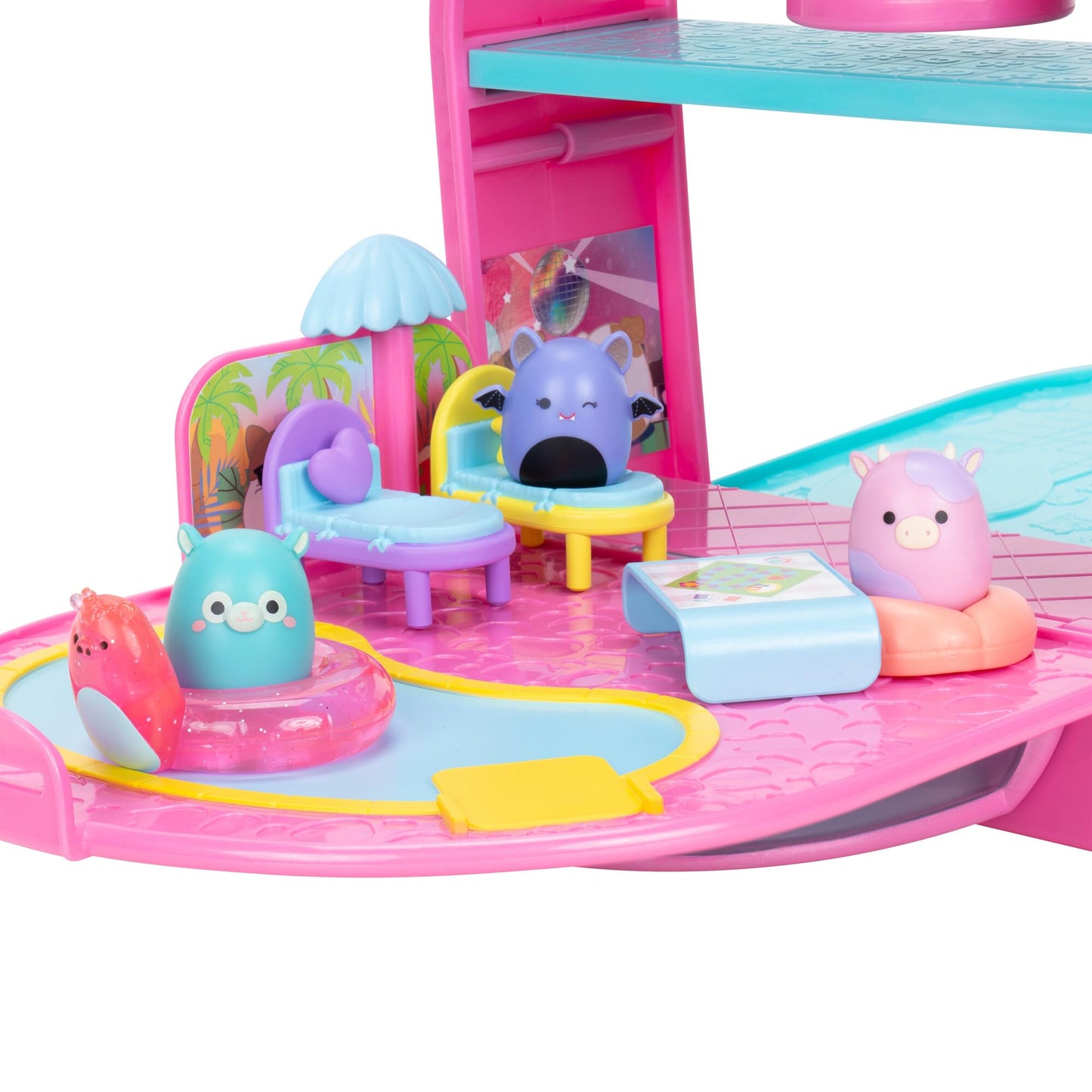 Squish-a-longs Party Pack On-The-Go Playset - Series 1 - Three 1” Mini-Squish with 9 Furnishings - Collect, Trade, & Play