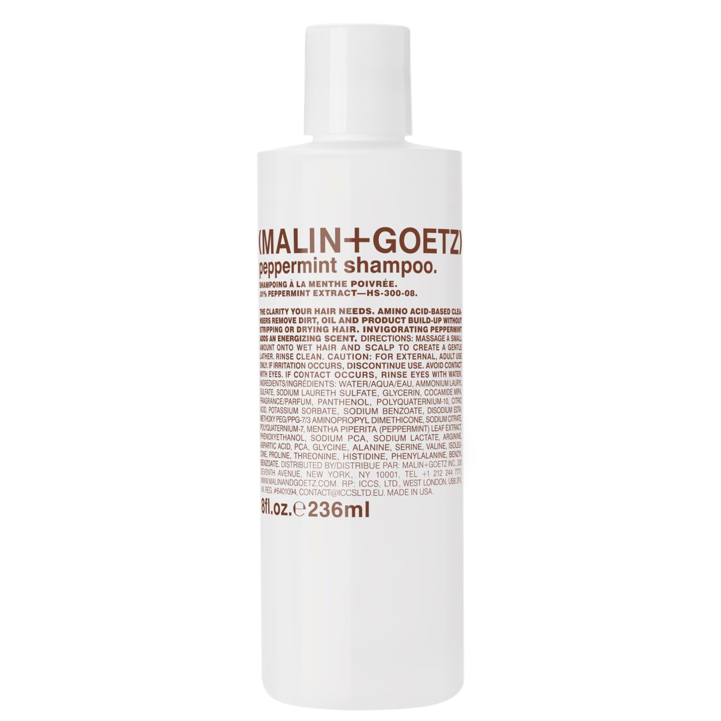 MALIN+GOETZ Shampoo Clarifying Peppermint | Daily Cleanser with Amino Acids | Vegan, Sulfate-Free & Unisex (8 Fl Oz)