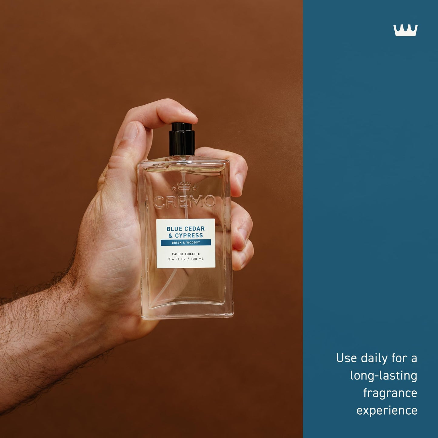 Cremo Cologne For Men - Blue Cedar & Cypress Mens Cologne Spray, A Woodsy Scent with Notes of Lemon Leaf, Cypress and Cedar, Multi-Layered Signature