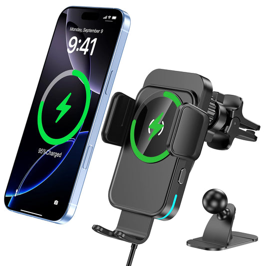 Wireless Car Charger, 15W Fast Charging [Auto Clamping] [Auto Alignment] Phone Holders for Your Car Dashboard Windshield Air Vent Car Accessories…