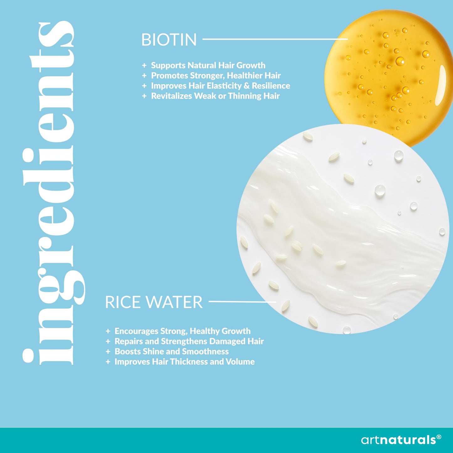 Biotin Rice Water Shampoo and Conditioner Set - Sulfate-Free Formula - Dual Bottle - Made with Collagen, Keratin, and Jojoba to Promote Strength
