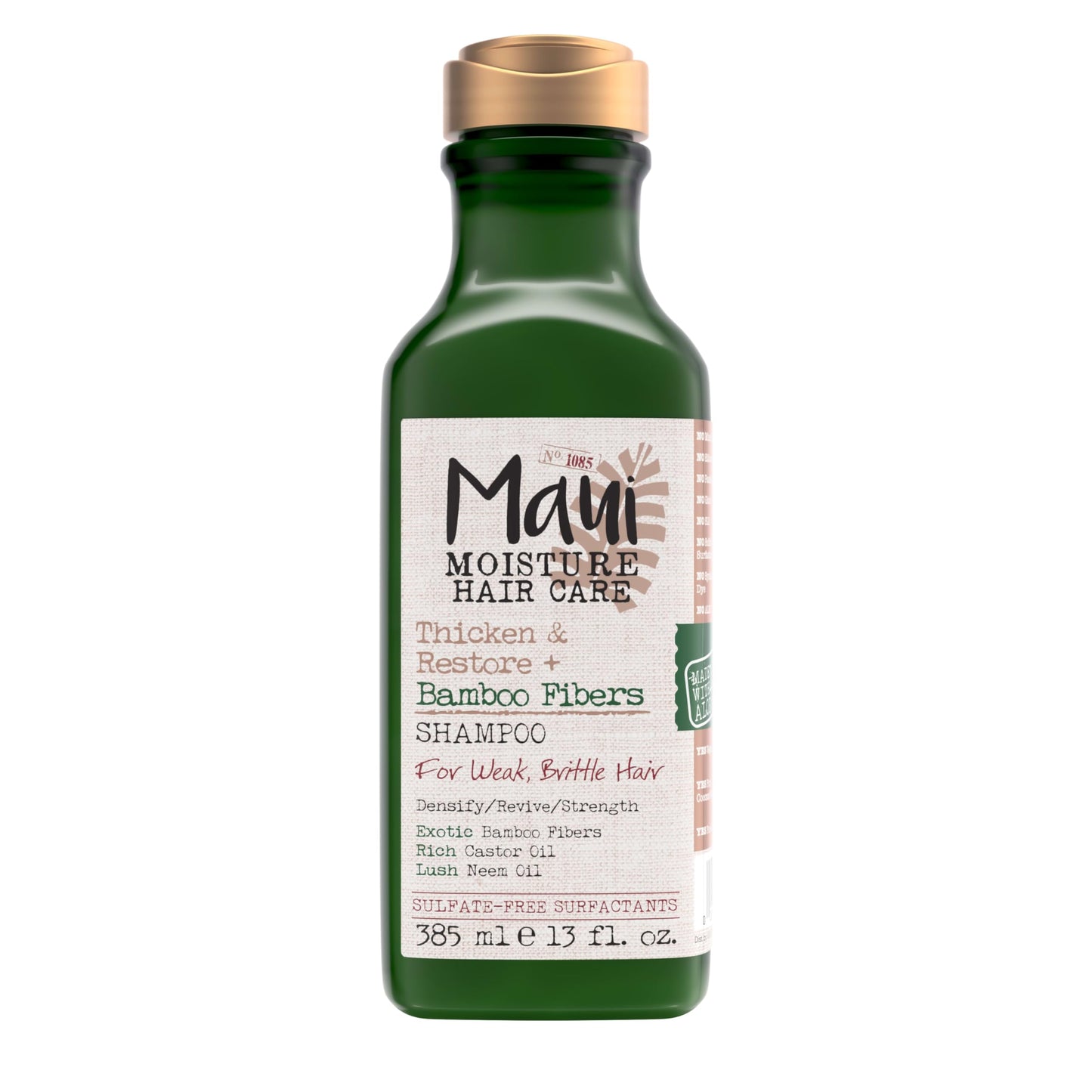 Maui Moisture Thicken & Restore + Bamboo Fibers Strengthening Shampoo to Soften Transitioning or Natural Hair & Renew Brittle Hair, Vegan, Silicone