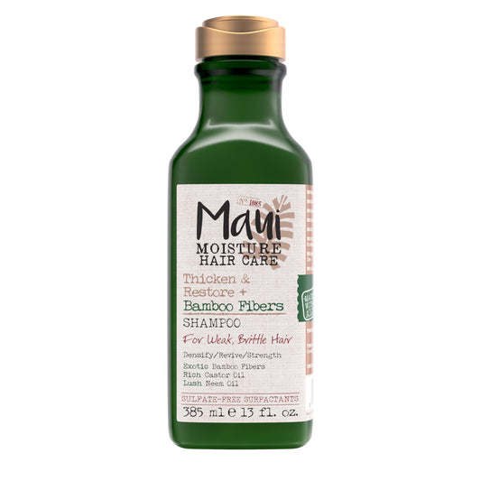 Maui Moisture Thicken & Restore + Bamboo Fibers Strengthening Shampoo to Soften Transitioning or Natural Hair & Renew Brittle Hair, Vegan, Silicone