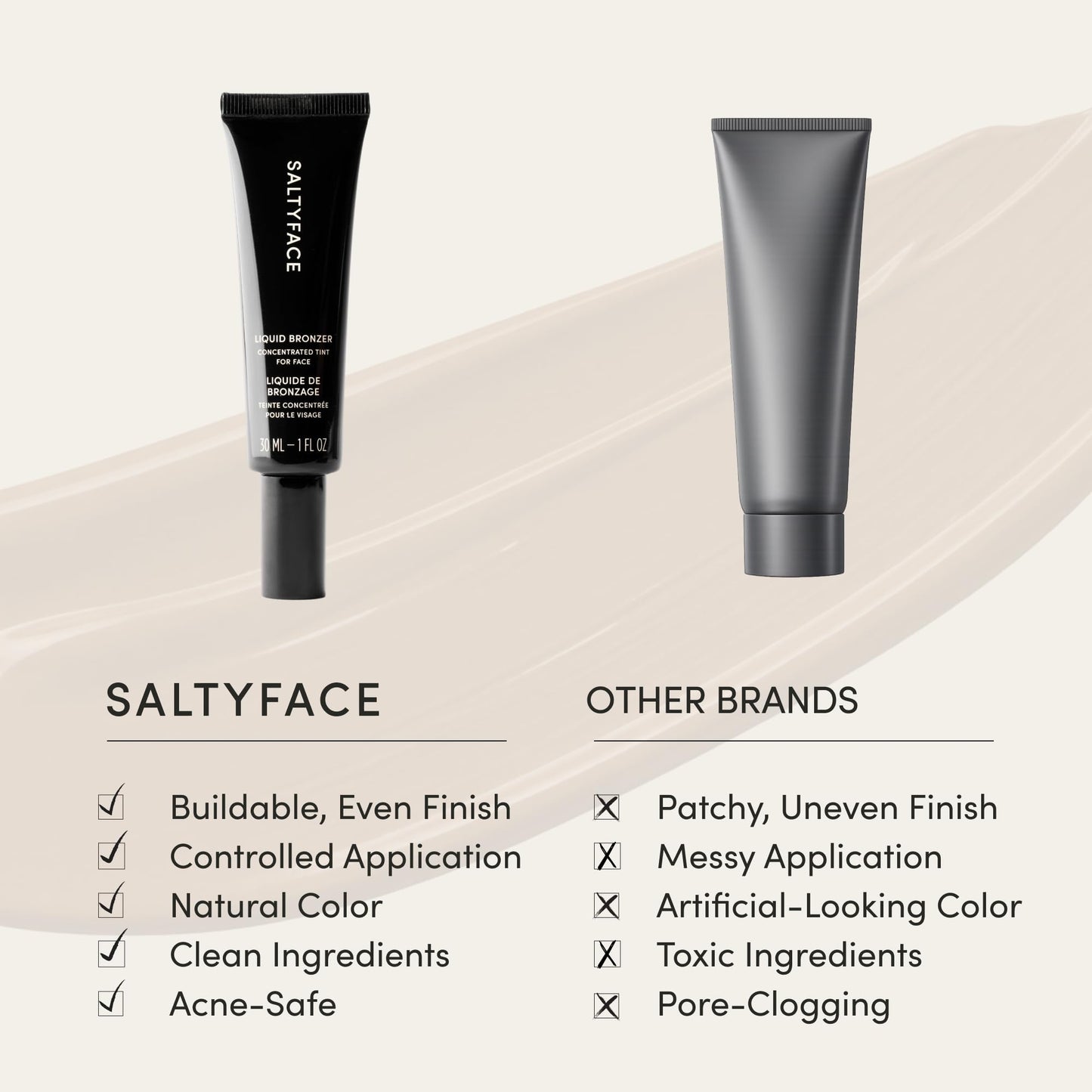 SALTYFACE - Liquid Bronzer - Concentrated Tint for Face - Universal Shade - Bronzing Drops - Helps Even Skin Tone - Lightweight - Hyaluronic Acid