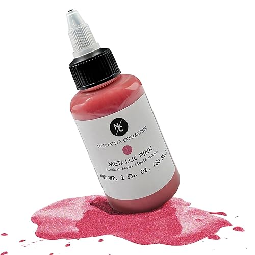 Narrative Cosmetics Metallic Alcohol Airbrush Paints - 2 fl oz, Skin Safe, Quick Dry, Waterproof, Sweatproof, Transferproof Liquid Makeup