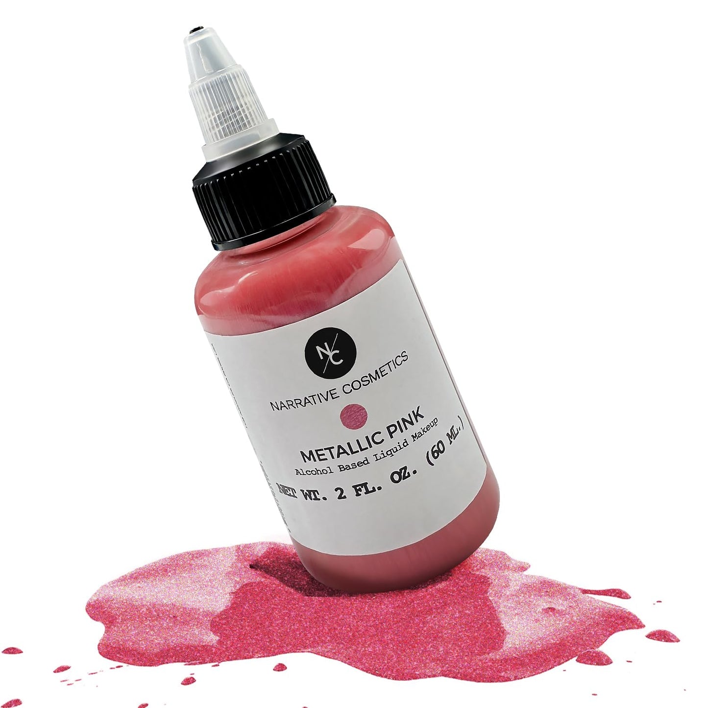 Narrative Cosmetics Metallic Alcohol Airbrush Paints - 2 fl oz, Skin Safe, Quick Dry, Waterproof, Sweatproof, Transferproof Liquid Makeup