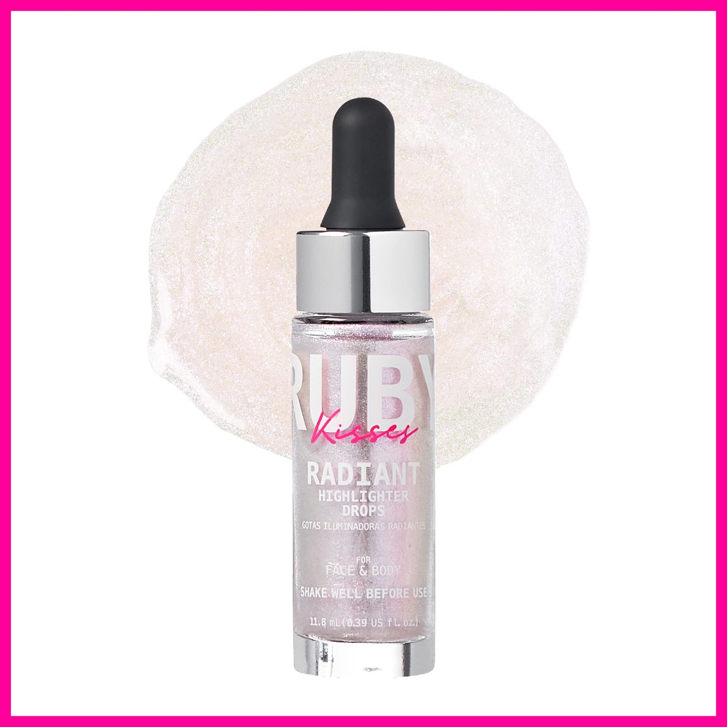 Ruby Kisses Radiant Drops, Shimmer Liquid Highlighter Makeup, Smooth Illuminator for Face Body, Natural Glow Dewiness Glitter for Skin (Unicorn)