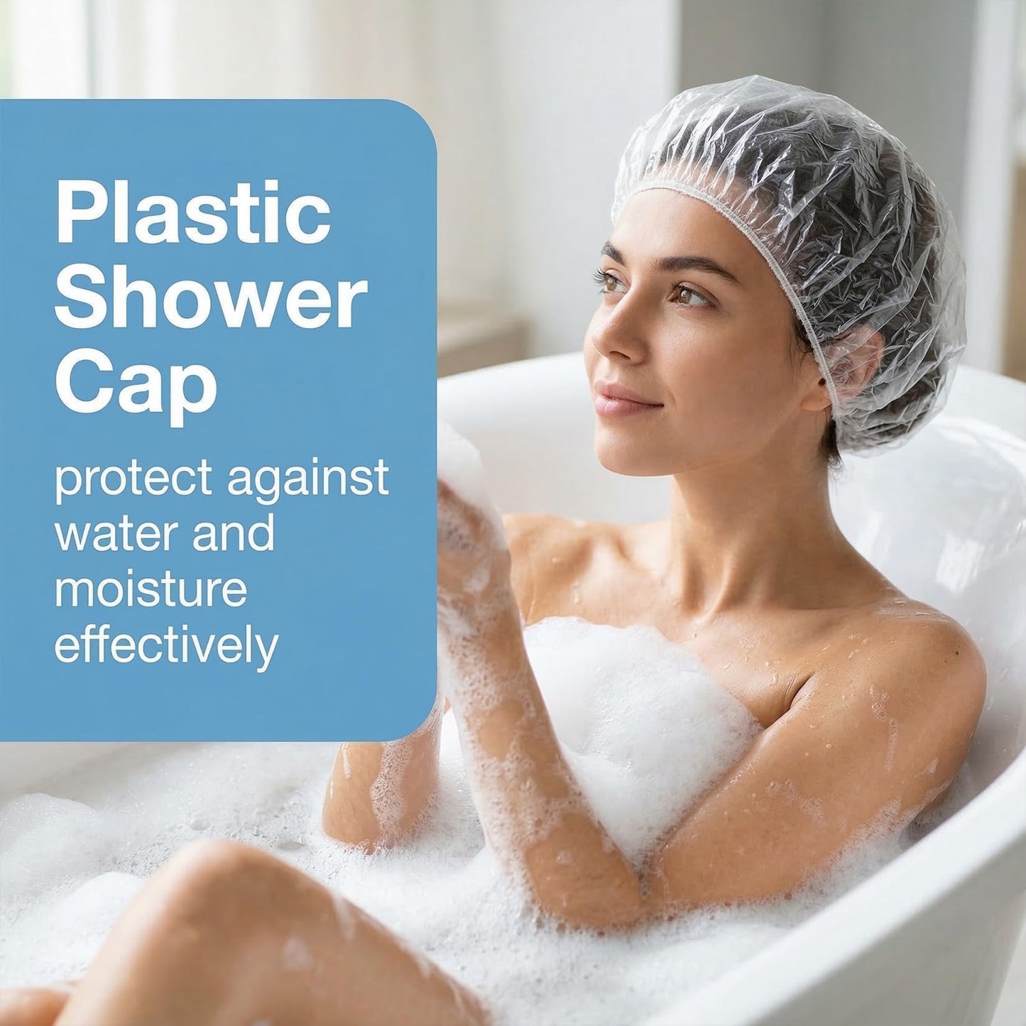MAQIHAN 100 Disposable Shower Caps Large - Thickened Plastic Hair Caps for Deep Conditioning Shower Cap Reusable Waterproof for Women Men Hair Beauty and Personal Care MAQIHAN