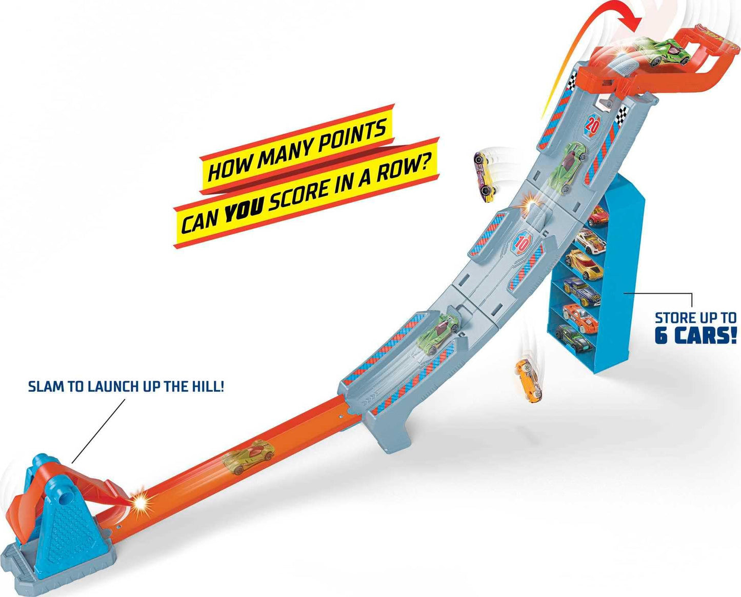Hot Wheels Toy Car Track Set Hill Climb Champion Playset with 1:64 Scale Vehicle, Launch Uphill to Score Points & Win