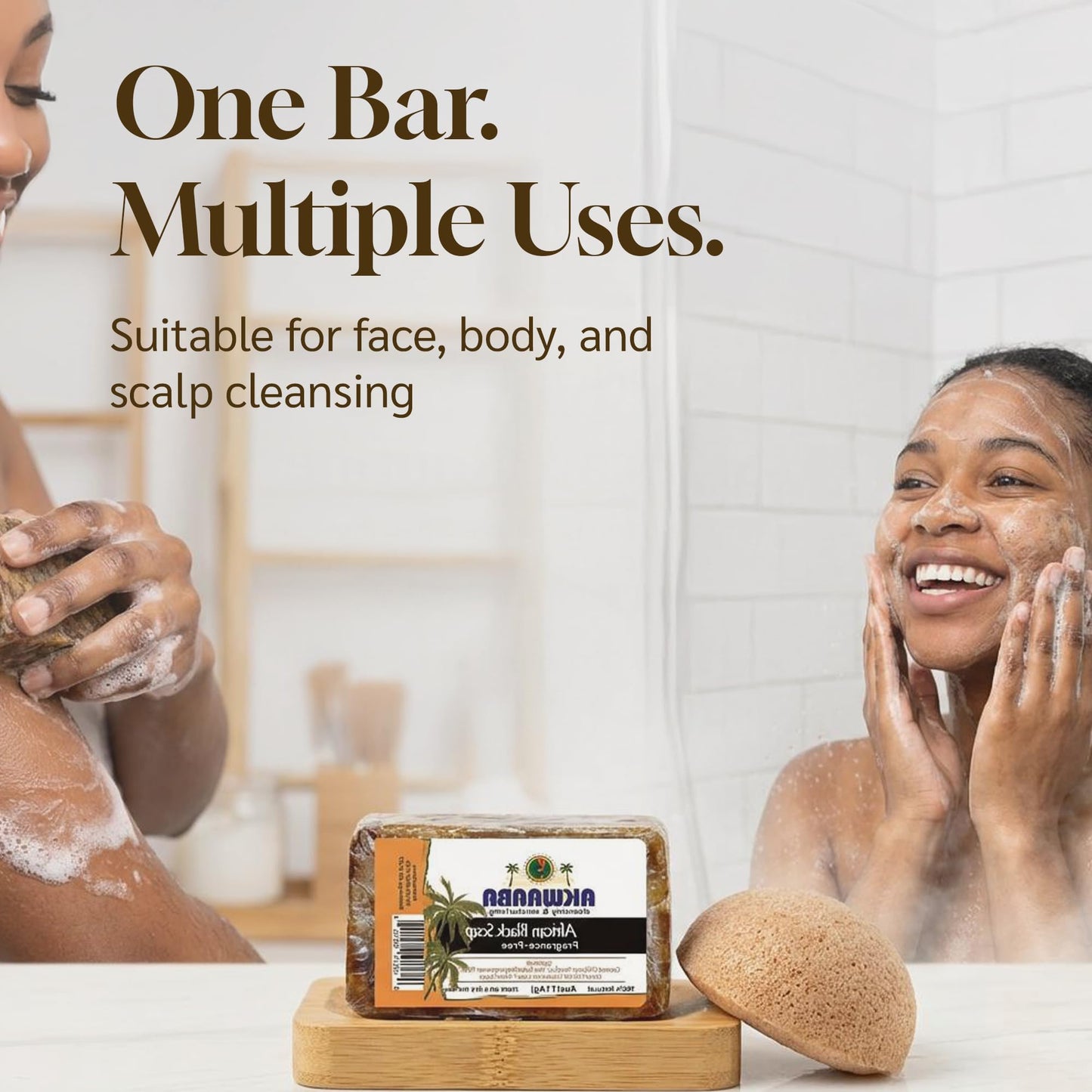 AKWAABA African Black Soap | Papaya | Bar Soap | 4 oz | For Face & Body