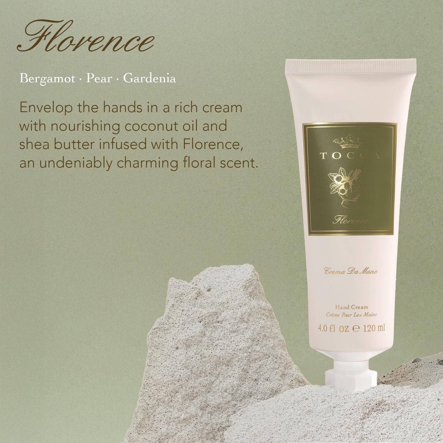 Tocca Crema de Mano Luxe, Florence Hand Cream, 4 oz - Bergamot, Pear, Gardenia - Moisturizing, Quick Absorbing