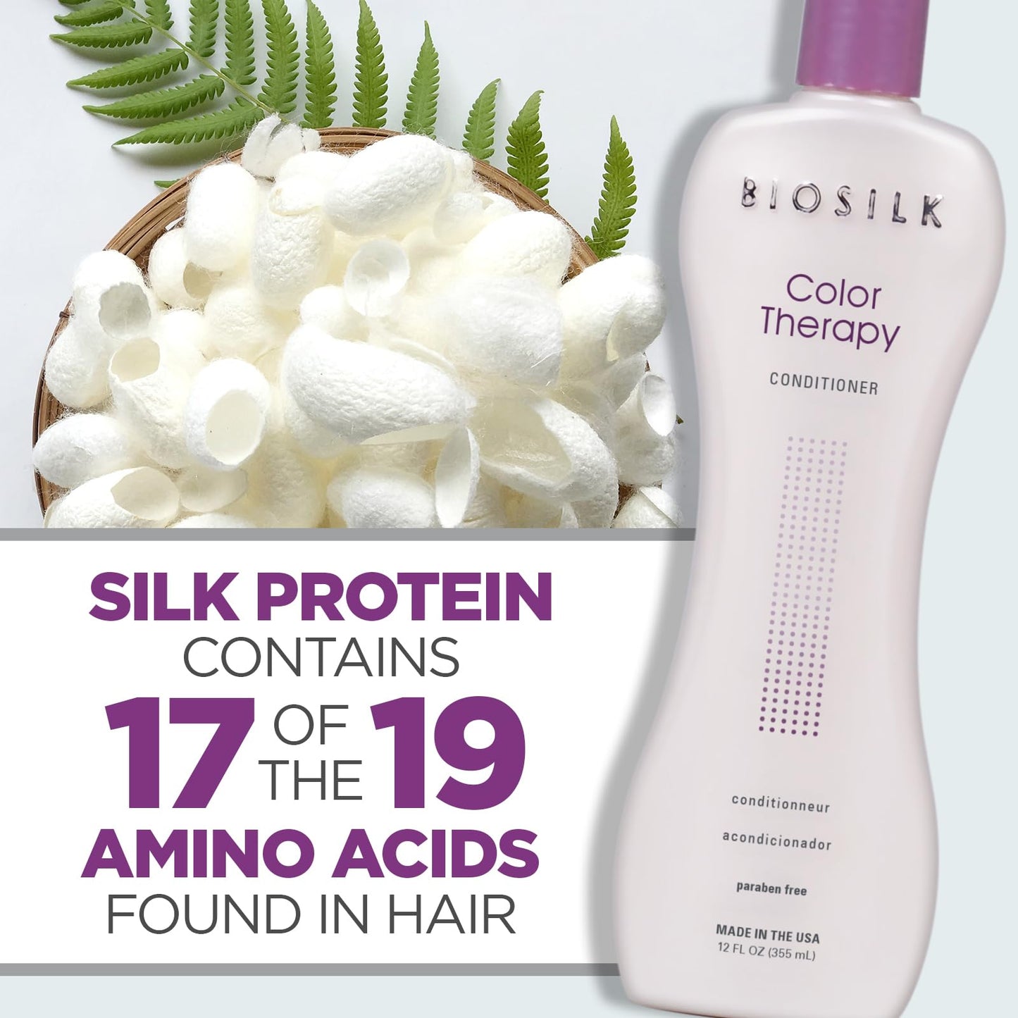 BioSilk Color Therapy Conditioner, Replenishes Moisture While Protecting Color, Enhances Vibrancy & Shine, Sulfate, Paraben & Cruelty-Free, 12 Oz