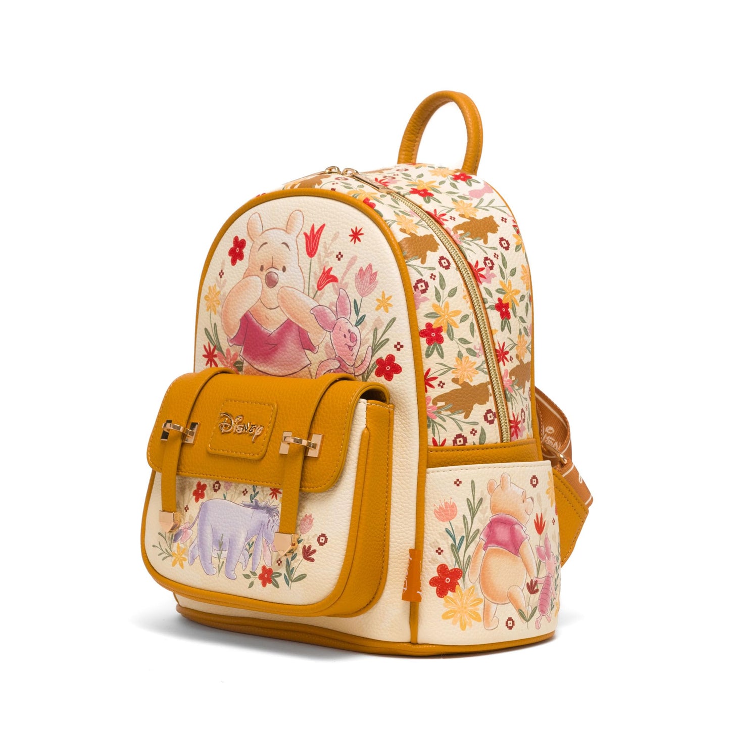 Wondapop Disney Winnie the Pooh and Friends Floral 11" Vegan Leather Fashion Mini Backpack