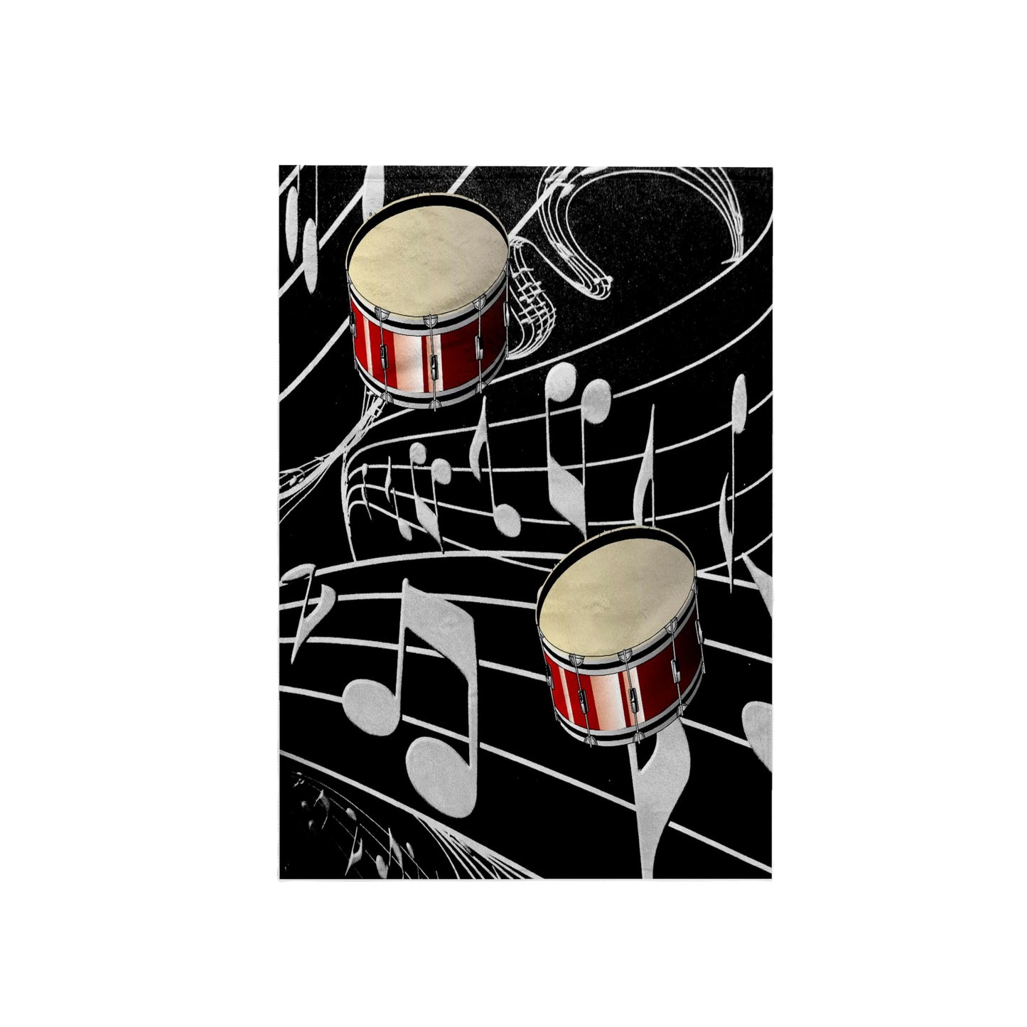 3D Rose Red Drums On Music Notes TWL_38199_1 Towel, 15" x 22"