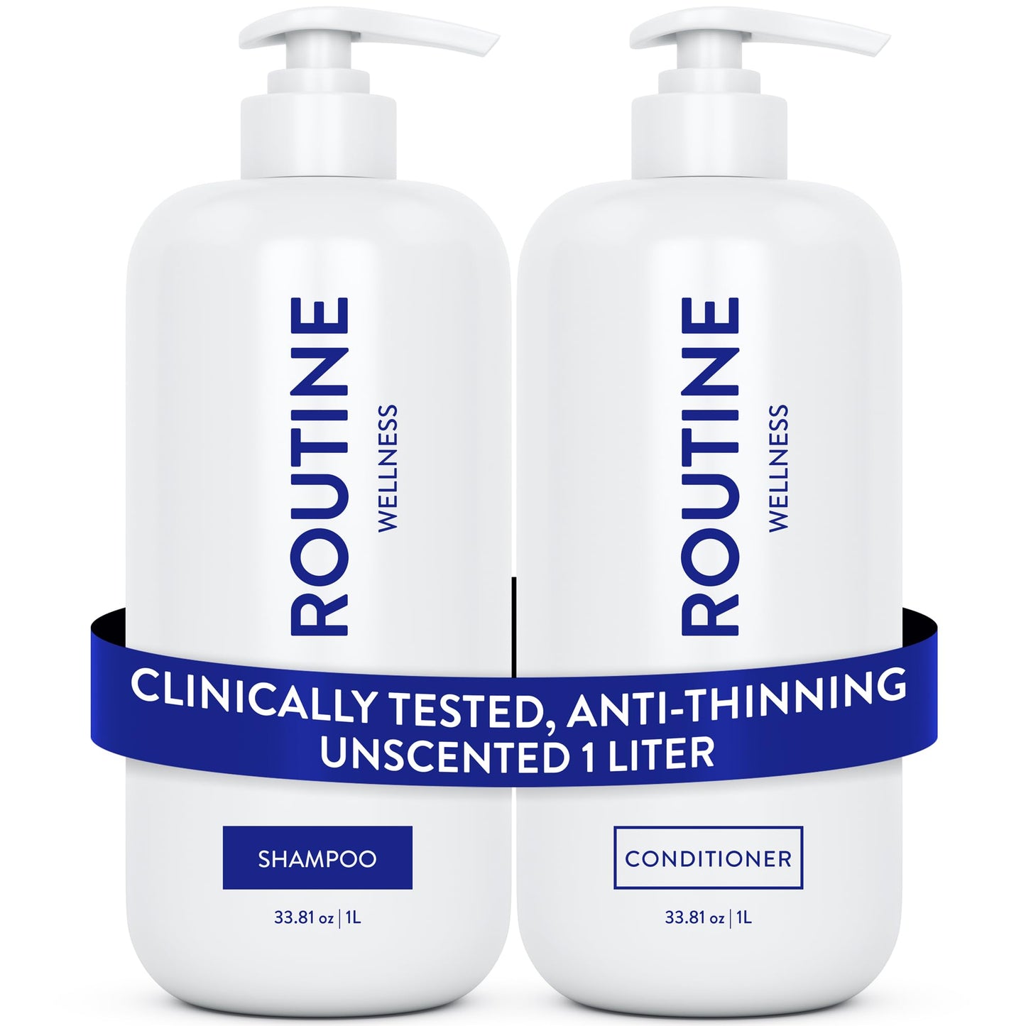 Routine Wellness 1 Liter Anti-Thinning Volumizing Shampoo and Conditioner Set for Thinning Hair & Hair Loss - Grow Your Confidence with Biotin & DHT