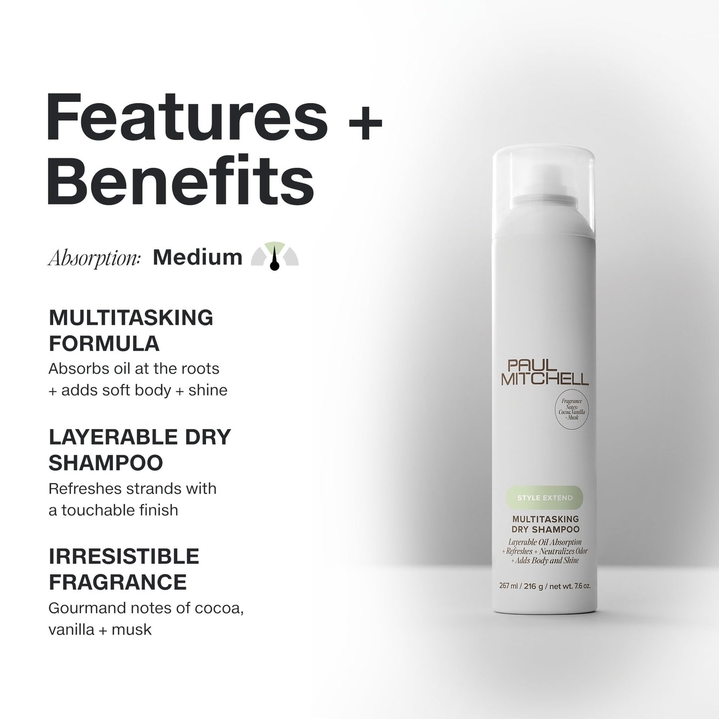 Paul Mitchell Multitasking Dry Shampoo, Refreshes + Adds Body, For All Hair Types, 2.2 oz