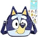 Bluey Plush Shoulder Hand Bag Set - Bundle with 3D Plushie with Adjustable Strap Plus Stickers, More | Bluey Plush Purse for Kids, Girls