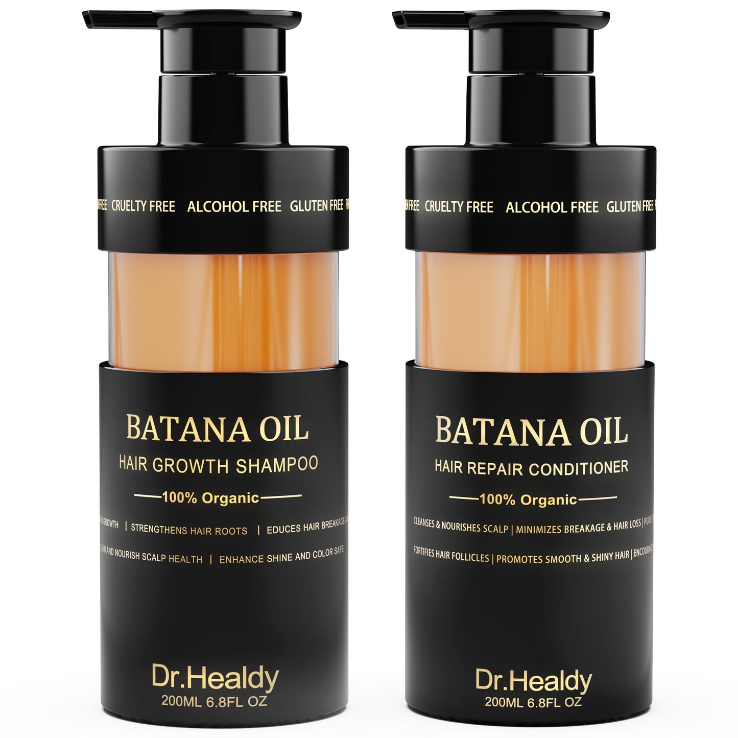 Dr. Healdy Batana Oil Shampoo and Conditioner Set - for Hair Growth,Thickening & Hydration,Sulfate Free - Fights Hair Loss & Clarifies Scalp -Root