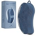 MainBasics Silicone Body Scrubber Dual-Sided Shower Loofah and Exfoliator (Dark Blue, Exfoliate)