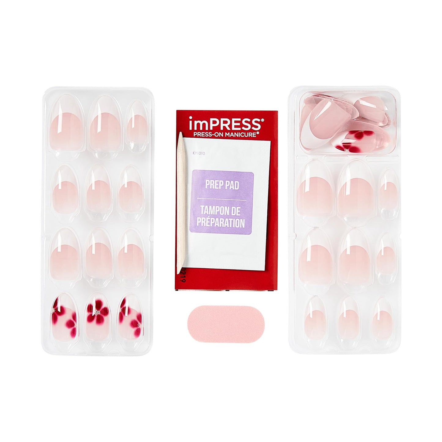 Kiss Impress No Glue Mani Press On Nails, Design, 'Hampton', Red, Medium Size, Almond Shape, Includes 30 Nails, Prep Pad, Instructions Sheet, 1 Beauty & Personal Care imPRESS