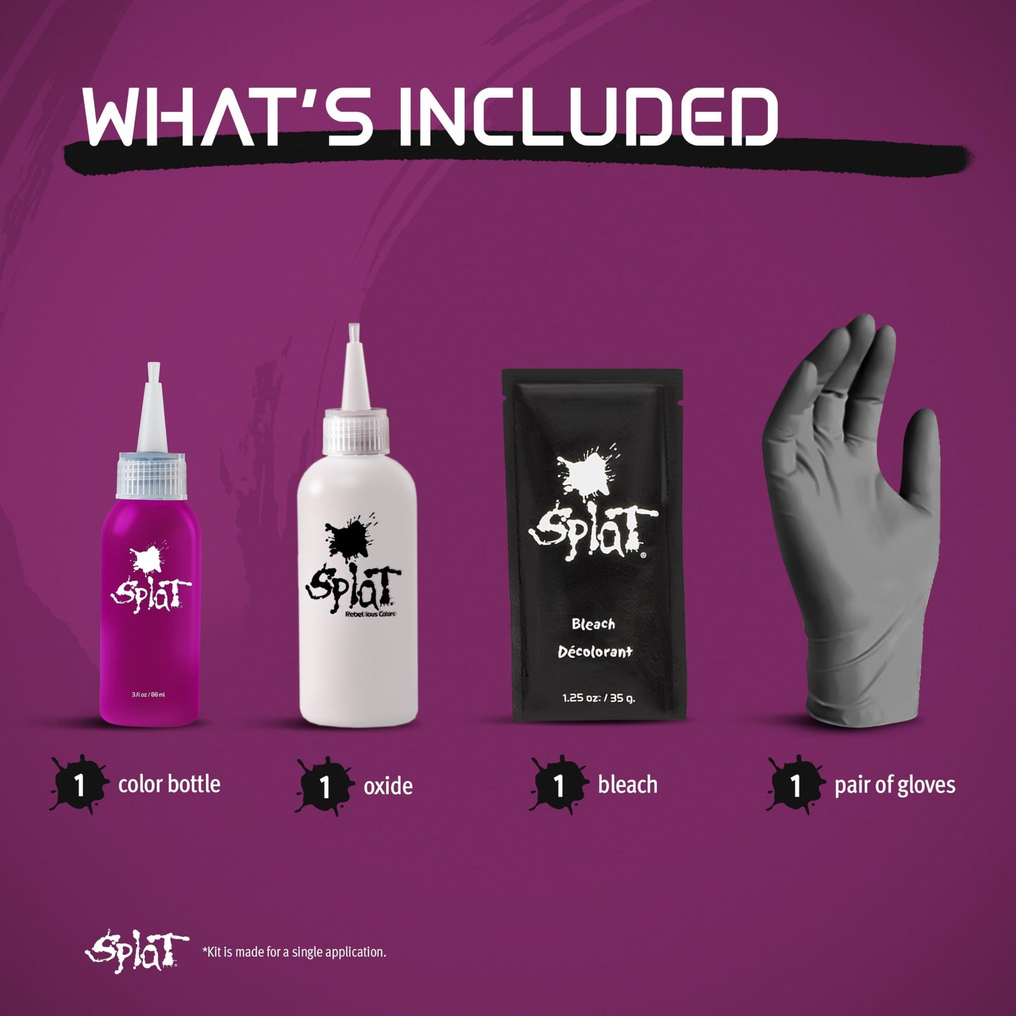 Splat Berry Blast Semi Permanent Hair Dye Kit with Bleach, 1 Application, Includes Purple Pink Hair Dye, Oxide & Bleach Powder, Vegan & Cruelty Free
