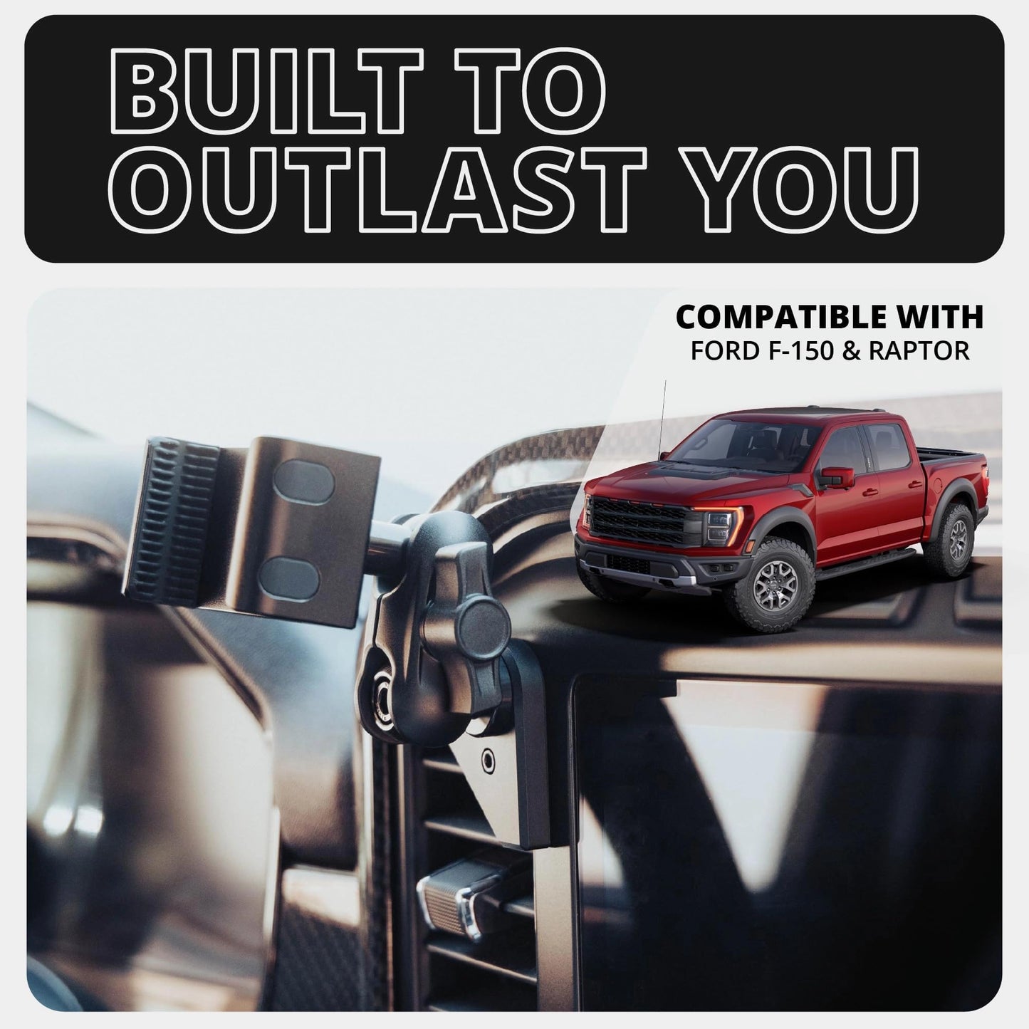 Tackform Link Vent Mount Universal Phone Holder - Compatible with 2021-2025 Ford F150 & Raptor, 2023-2025 Ford Super Duty | Aluminum | Zero Slip…