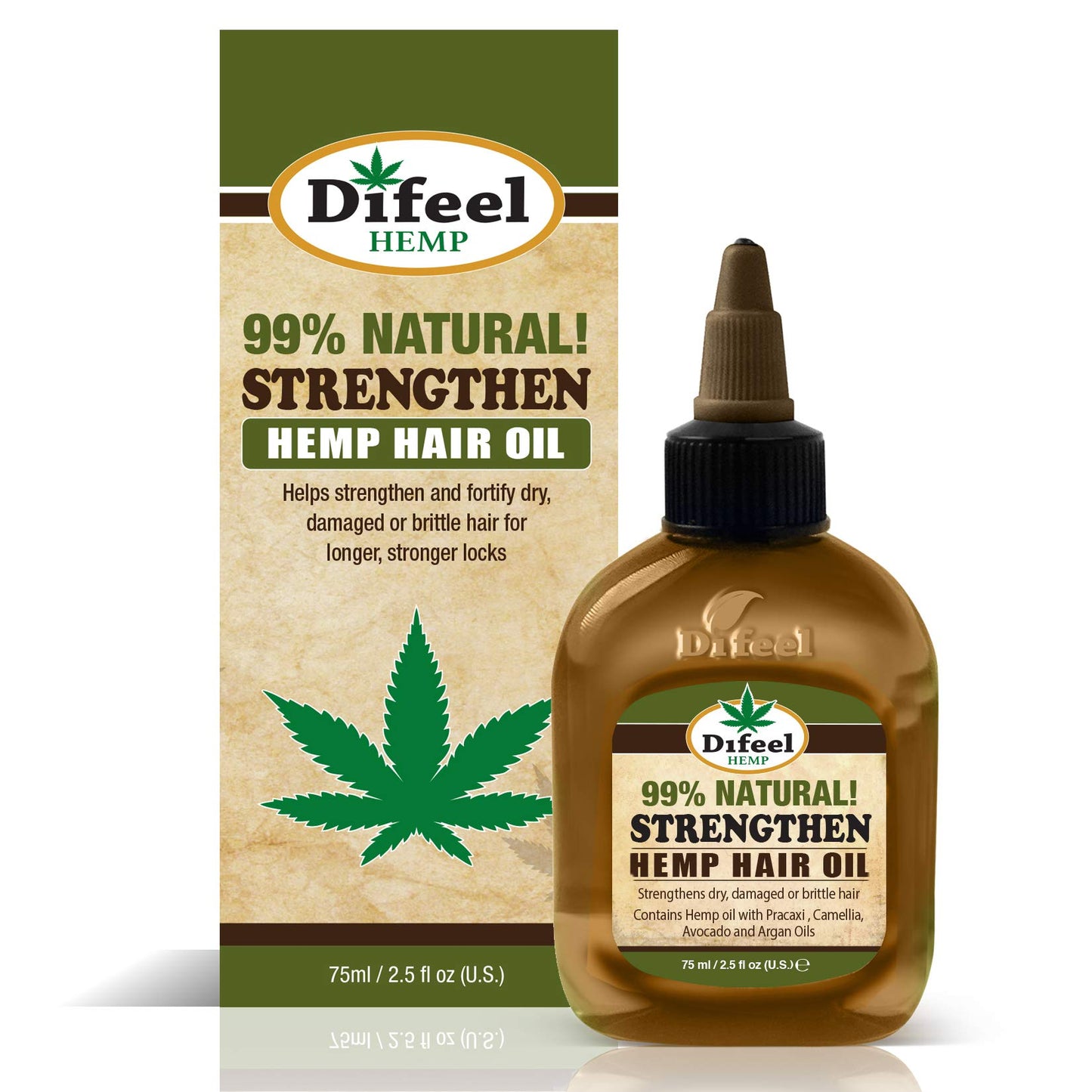 Difeel Hemp 99% Natural Hemp Hair Oil - Strengthen 2.5 ounce