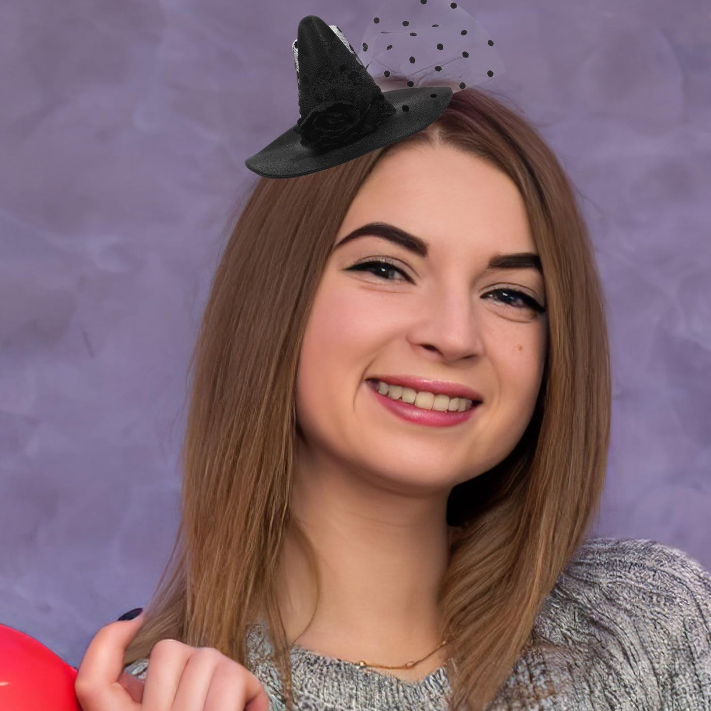 Small Witch Hat Retro Black Witch Flower Hair Clip Decorative Halloween Hair Accessories for Party (Black Flower)