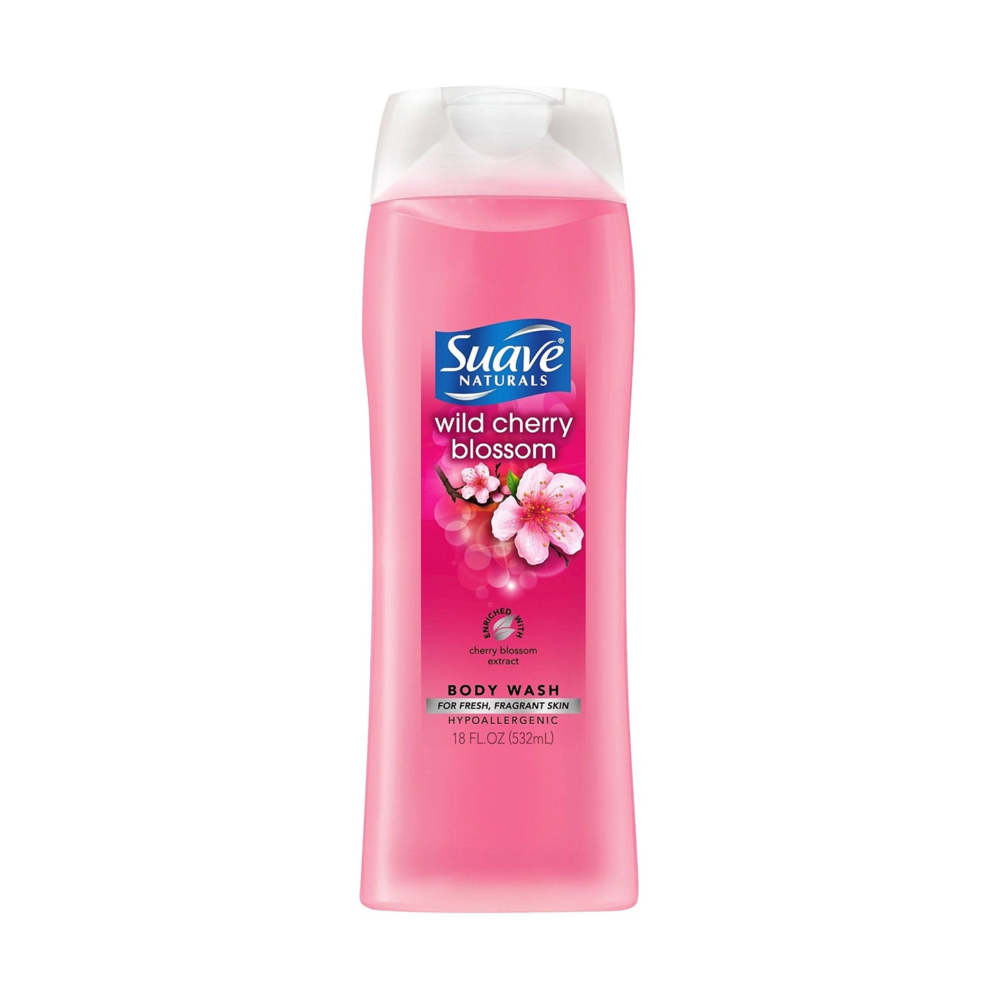 Suave Essentials Wild Cherry Blossom Body Wash, 18 Fl. Oz., Pack of 2