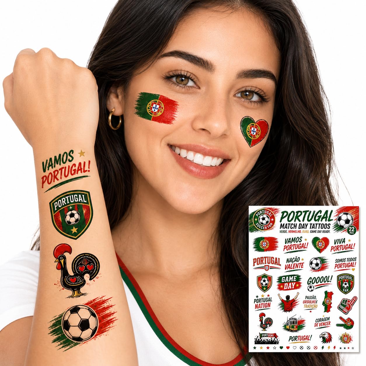 World Cup Soccer Face Temporary Tattoo 2026 Stickers for Soccer Fans, National Flag Waterproof Tattoos for Face and Body, Pre-Cut Flag Stickers, Game Beauty and Personal Care VELLOXHYDR Default Title
