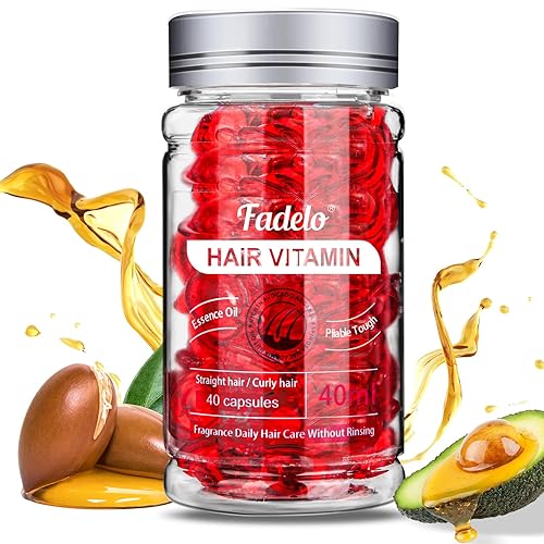Fadelo Hair Treatment - Frizz and Damage Control with Vitamins A, C, E, B5, Argan, Macadamia, and Avocado Oils - 40 Capsules