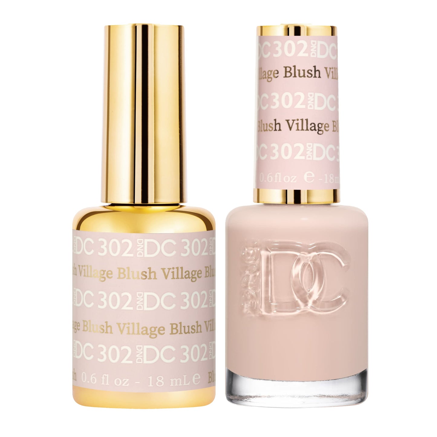 DND DC Gel Polish Set, Beige Nude Collection, UV/LED Gel Polish and Air Dry Nail Lacquer, Matching Chip-Free Polish Duo, 302 Blush Village, 0.5 Fl Oz