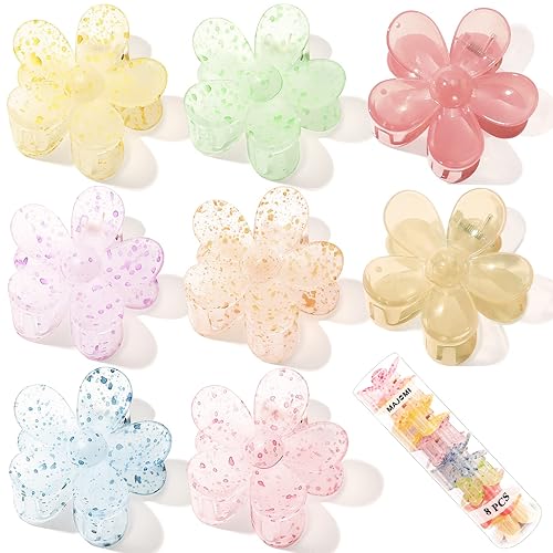 Flower Hair Claw Clips 8PCS Cute Hair Clip Big Daisy Hair Clips Strong Hold Jaw Clip Barrettes Large Hair Clamps Thin Hair Accessories Thick Hair