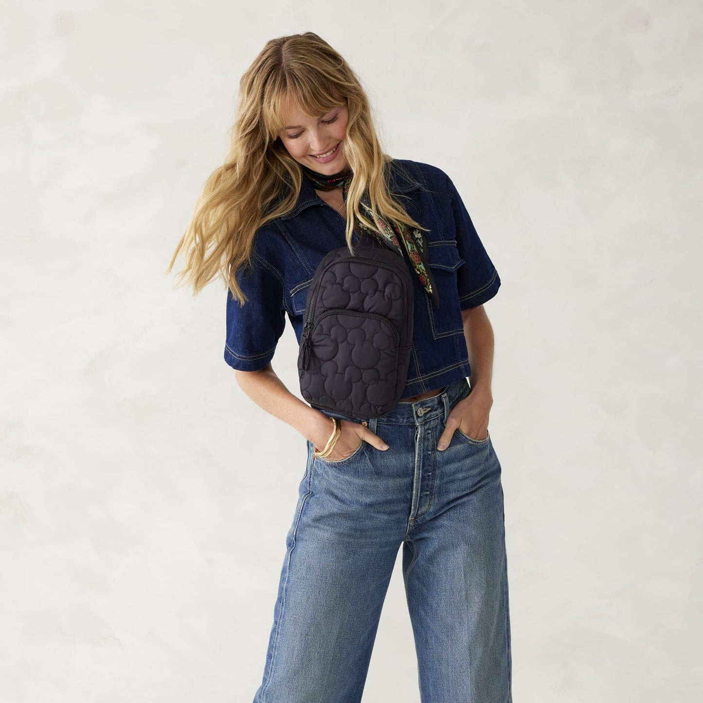 Vera Bradley Women's Disney Featherweight Lorman Sling Backpack Crossbody Bag, Moonless Night