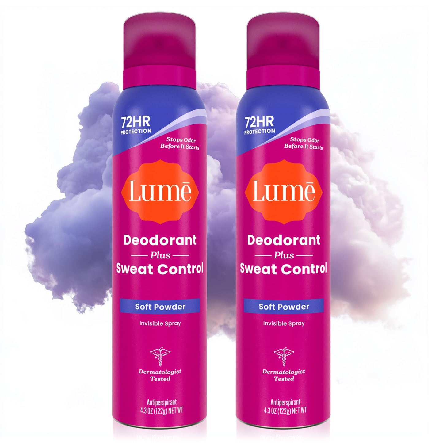 Lume Deodorant Plus Sweat Control - Invisible Spray - Extra Strength Antiperspirant For Underarms - 72 Hour Odor And Sweat Control - Phthalate Beauty and Personal Care Lume Default Title