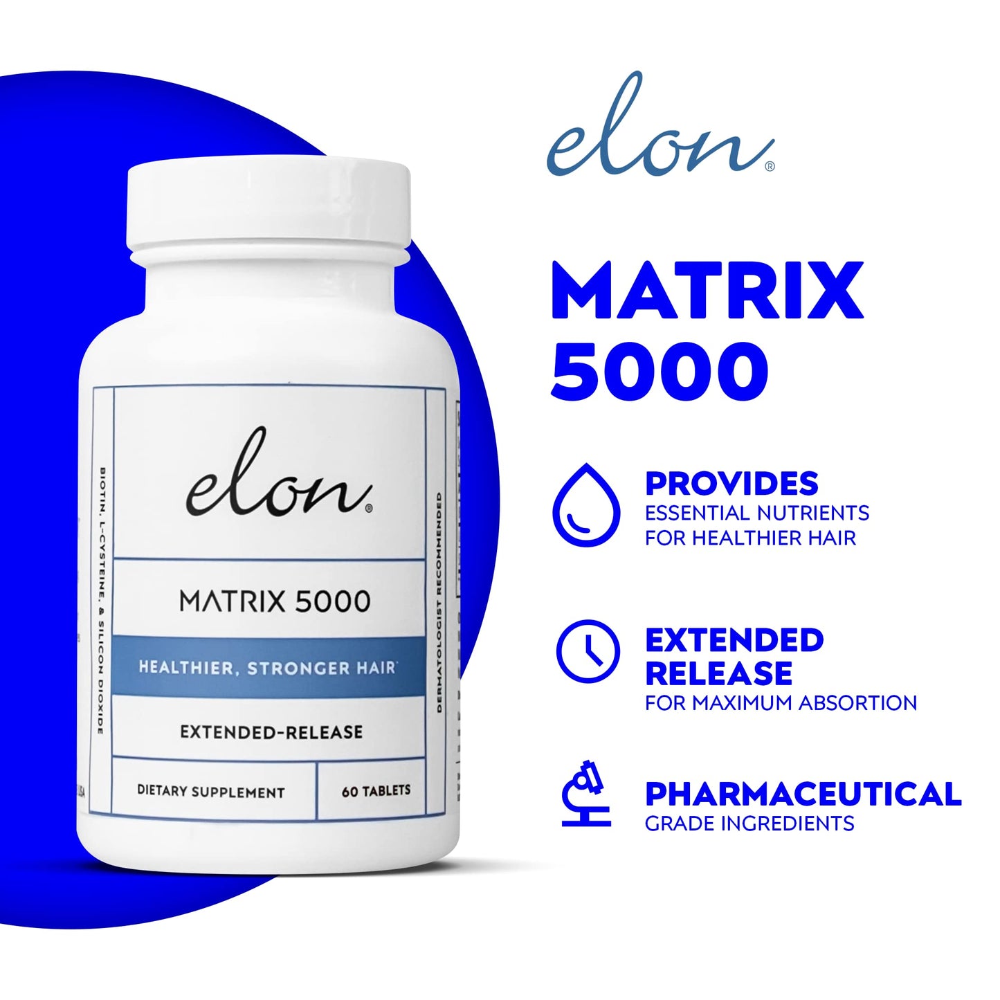 Elon Complete Kit for Thinning Hair - Elon Essential Shampoo and Conditioner Set + Matrix 5000 Hair Growth Supplement - NO Sulfates, Parabens or