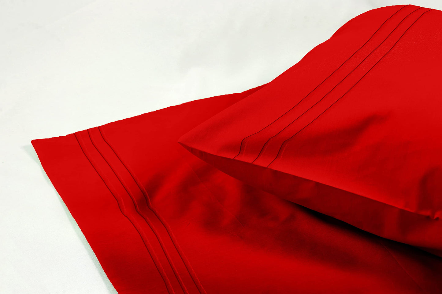 Elegant Comfort 1500 Thread Count Embroidered Egyptian Quality Luxurious Silky Soft Wrinkle & Fade Resistant 2-Piece Pillowcase, King, Red