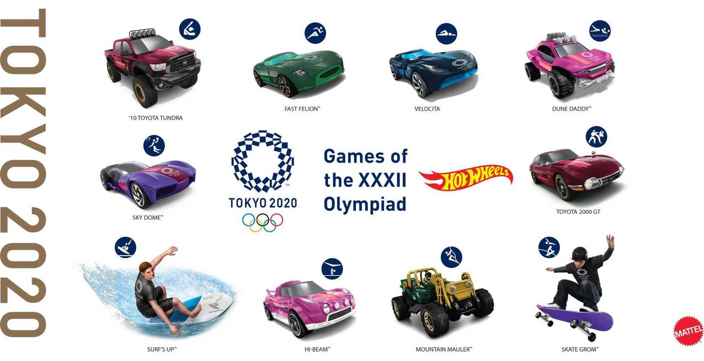 Hot Wheels Tokyo 2020 Olympics 10 Castings in 1 Pack Features 1:64 Scale Cars with Popular Sports Themes Treasure Hunt Car Collectible Ages 3…