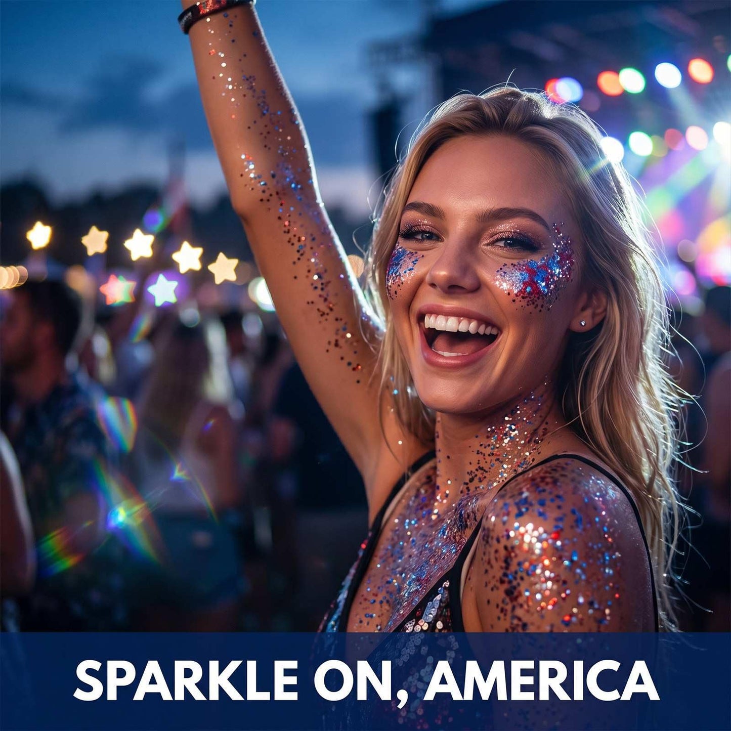 4th of July Glitter Stick,Face & Body Glitter Stick,Red Blue Silver Chunky Glitter Stick,Face Hair Body Glitter Makeup Stick for Party,Festival