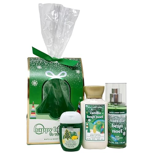Bath and Body Works VANILLA BEAN NOEL Tree Mini Gift Set 3-pc Travel Size