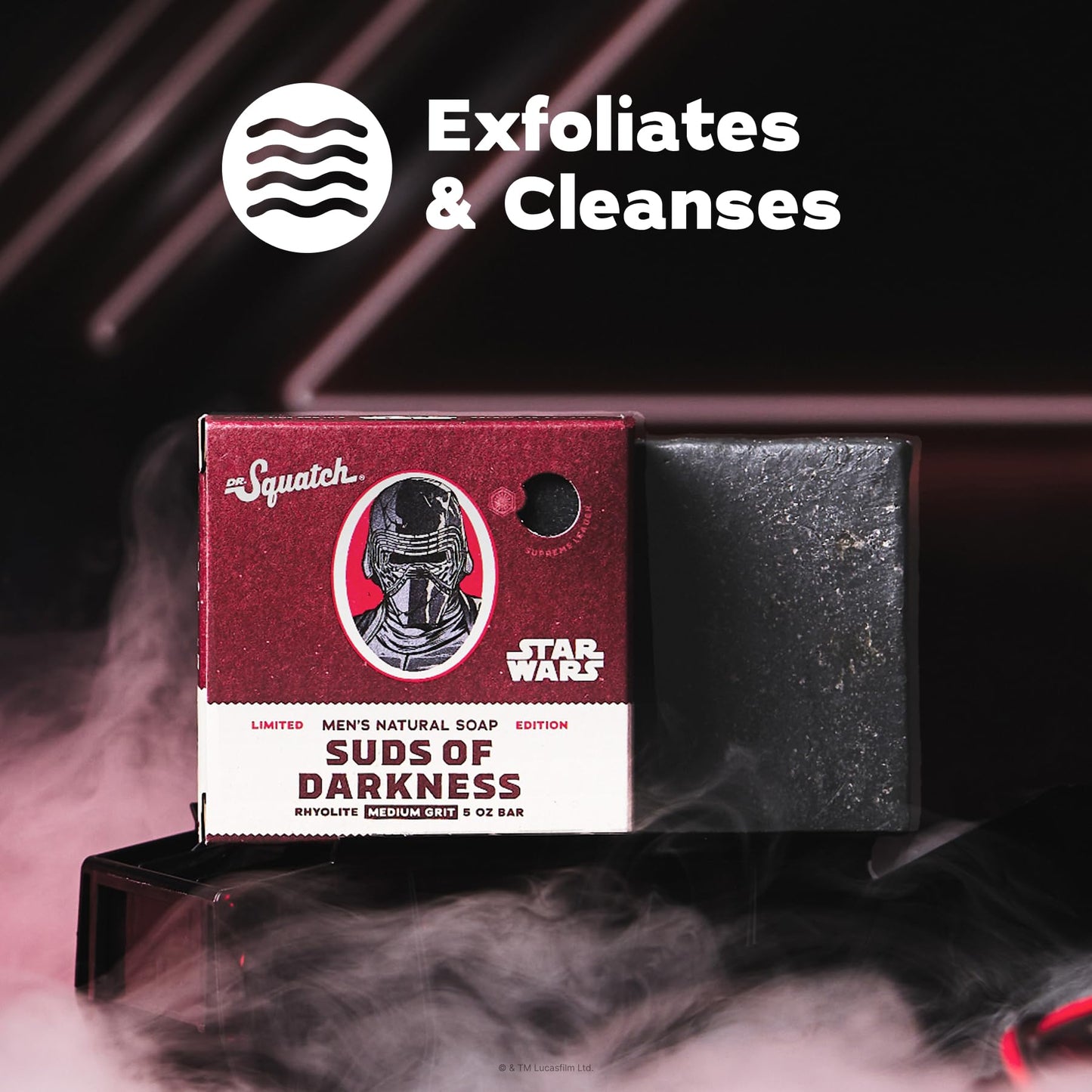 Dr. Squatch Natural Men's Bar Soap - Star Wars Inspired Gifts for Men - Natural Cold Process Soap Bar - Suds of Darkness (5 oz)